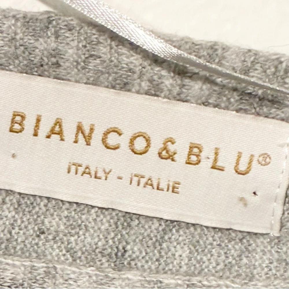 Bianco & Blu Made in Italy Grey Wool Cashmere Silk Crewneck‎ Sweater Top Large